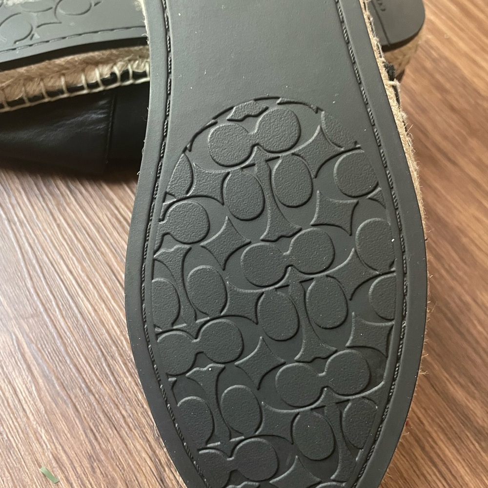 Coach Black Leather Espadrille Flats | Quilted C Logo | Size 7.5 | Excellent - Picture 9 of 10
